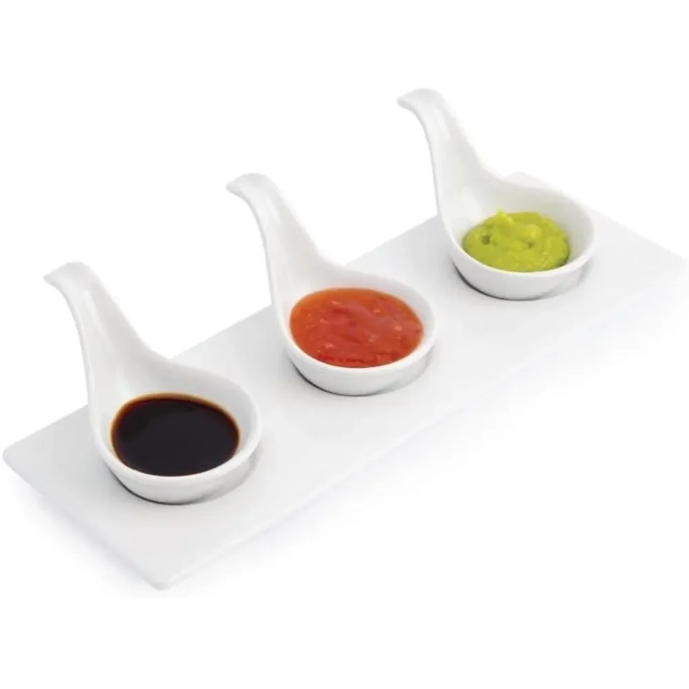 Porcelain Dipping Ceramic Serving Spoons Appetizers Small Set of 8